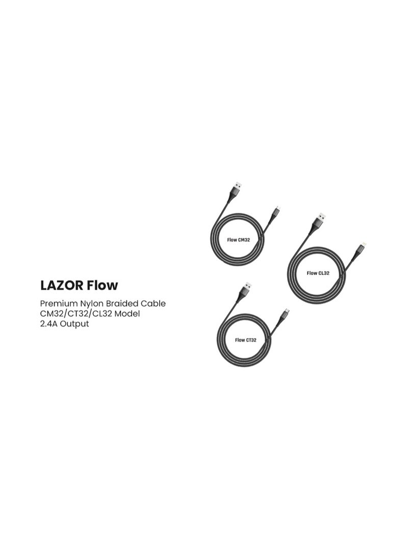 LAZOR Flow CL32 USB-A TO Lightning Fast Charging Cable, Premium 1 Meter, 2.4A Fast Sync and Charge Cable,Black - Image 5